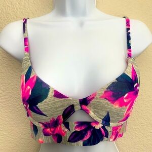 PINK VICTORIAS SECRET BONDED Floral Bikini Top